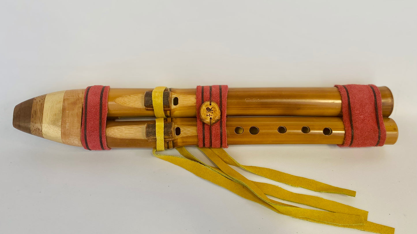 Double Native American Flute - Drone Flute -FR-High