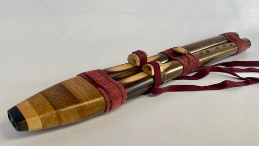 Double Native American Flute - Drone Flute -FR-Mid
