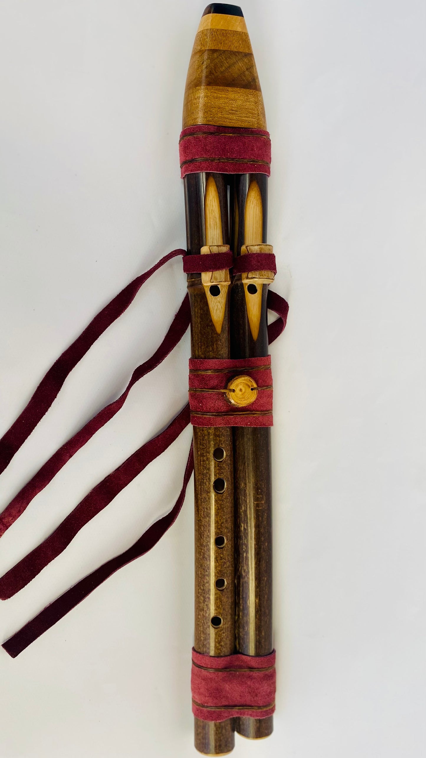 Double Native American Flute - Drone Flute -FR-Mid